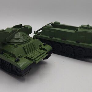 Vintage 1960's Green Army Tanks Plastic Body and Wheels